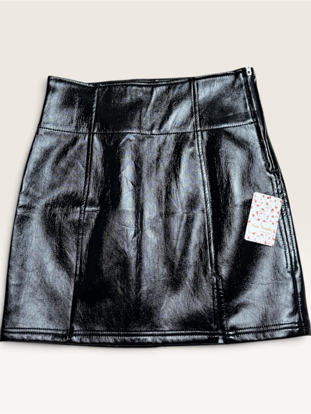 Free People Holding Onto a Dream Coated Mini Skirt Black Size 8 NWT